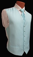 Men's Aqua Blue Green Tuxedo Vest and Long Tie Set Formal Wedding Cruise Prom M