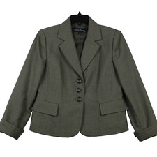 Evan-Picone Suit Button Front Blazer Suit Jacket Petite Size 6P Grayish Green