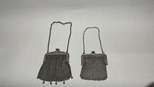 Set Of 2 Antique 1920's Mesh Purses Silver Tone Metal