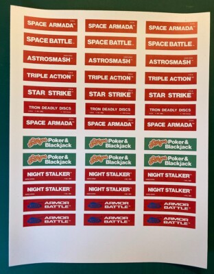 INTELLIVISION FRONT LABELS GAMES CARTRIDGES REMPLACEMENT WATERPROOF & DURABLE