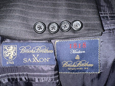 Brooks Brothers 1818 Madison SaxXon 45R Dark Gray Striped Wool Blazer Jacket