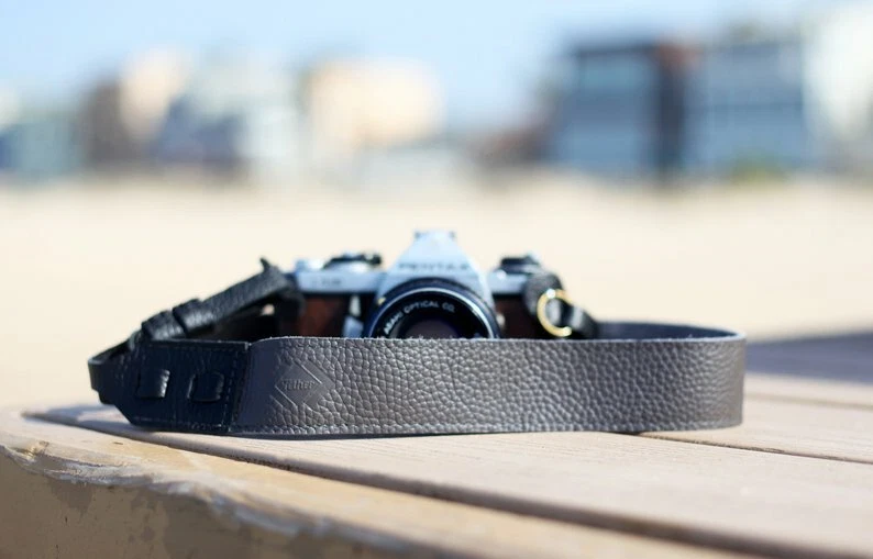 The Cross-Body Leather Camera Strap - Steel Grey - Image 3 of 4