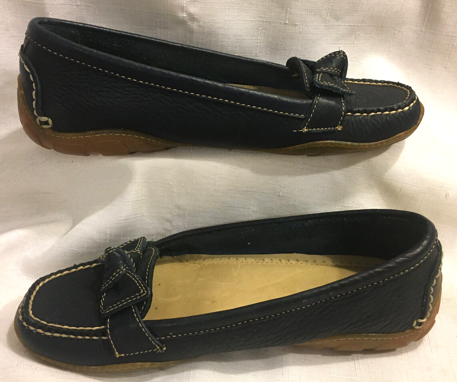 SAOLA Mocassini mocassini L L Bean in pelle blu navy scarpe da guida comode suola Vibram taglia 7 5