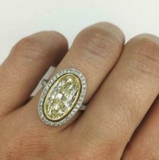 Solid 925 Sterling Silver Oval Cut Canary 3.50 CT Citrine Engagement Unique Ring