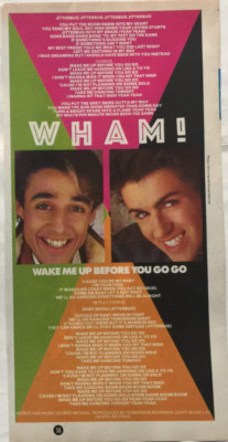 WHAM! - WAKE ME UP BEFORE YOU GO GO- 1984 Vintage Original Mag Clipping w/lyrics
