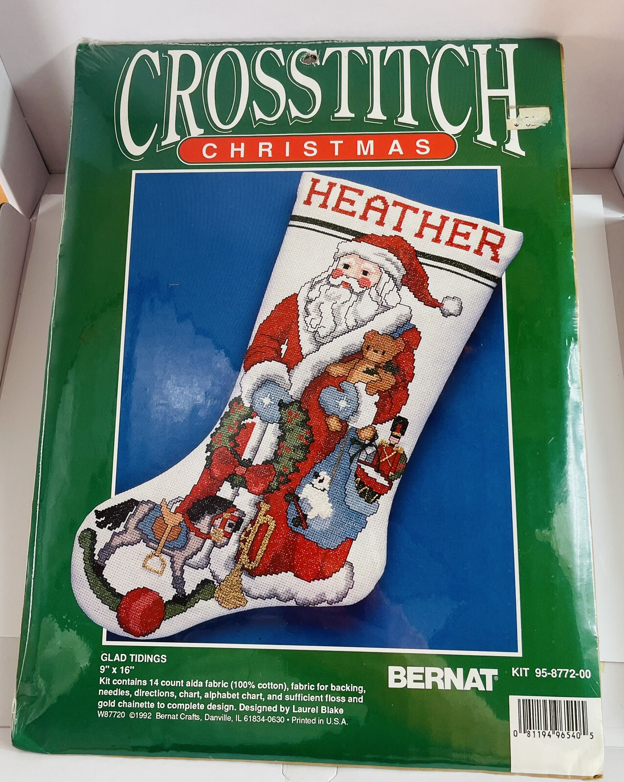 Bernat Cross Stitch Christmas Stocking Kit 95877200 Glad Tidings