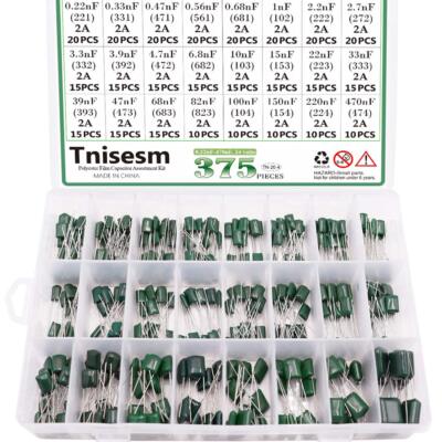 Tnisesm 375 Pcs 24 Value Metalized Mylar Polyester Film Capacitors... 