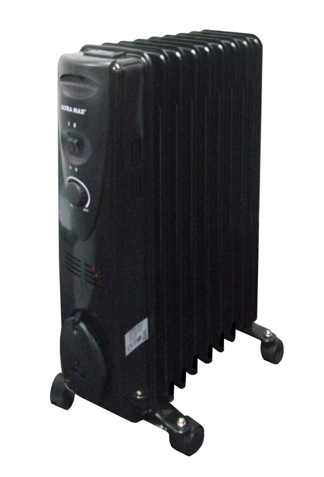 Ultramax 2000W 9 Fin Oil Filled Radiator With Smooth Castors for Easy Movement - Image 2 of 2