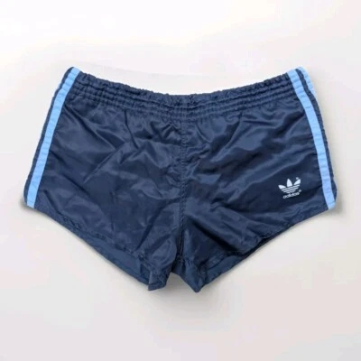 ADIDAS Beckenbauer Glanz Nylon Shorts D4 Sprinter Sport Vintage blau Fußball Gym - Bild 1 von 4