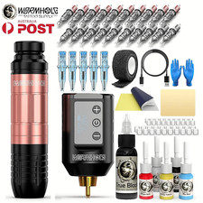 Wormhole Tattoo Machine Kit Wireless Pen Battery Rotary Motor Color Ink Needle