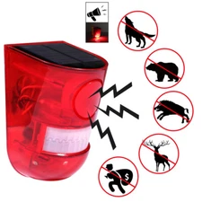 Solar with Sound Strobe Light Outdoor Red Sensor Alarm 129dB For Home Fence Farm