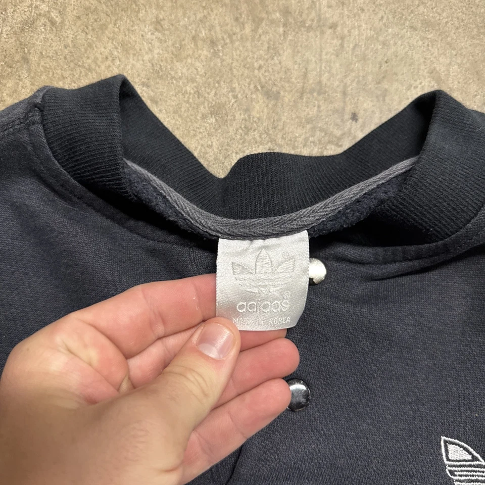 Sudadera Adidas De Colección Para Hombre Mediana Negra Años 80 1/4 Botón Deportes Cuadrada Rara Foto 3 de 4