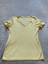 Talbots Women Short Sleeve V-Neck T-Shirt Yellow Size S