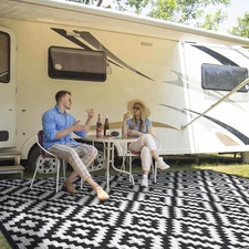 Outdoor Patio Plastic Woven Grass Mat - 9x12 feet (approx. 2.7x3.6 meters)