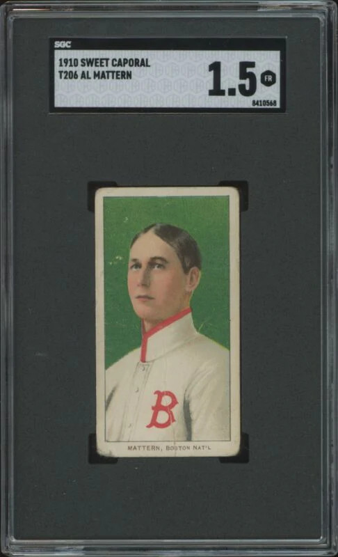 1909 T206 AL MATTERN NNO FAIR SWEET CAPORAL 350 SGC 1.5 BASEBALL BOSTON RUSTLERS