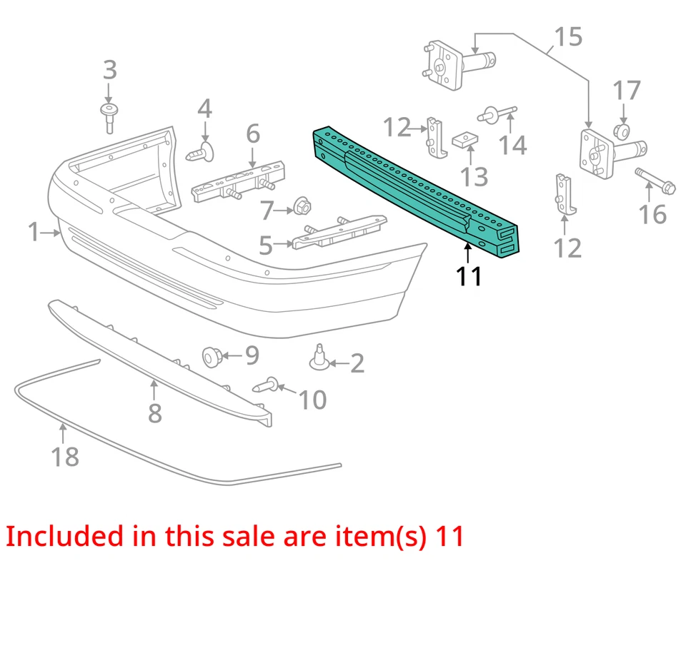 1998-2011 Ford Crown Victoria Rear Bumper Reinforcement 994261 - Image 2 of 3