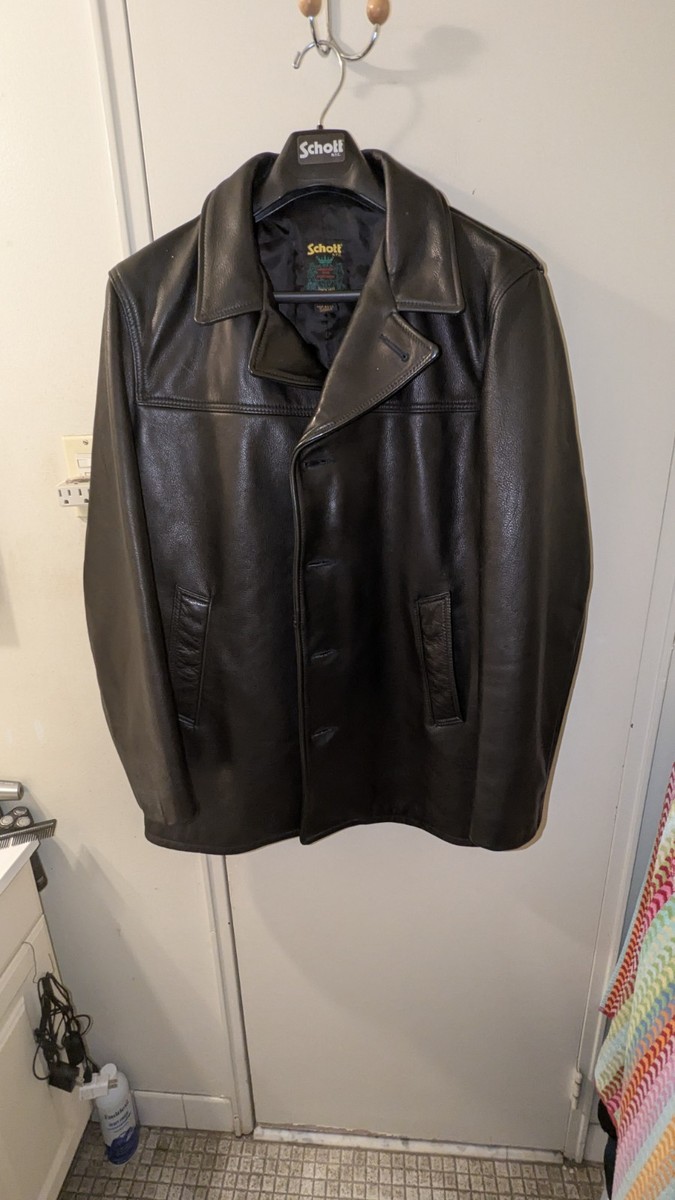 Schott NYC 564 Car Coat Pebbled Cowhide Leather Jacket Size XL | eBay