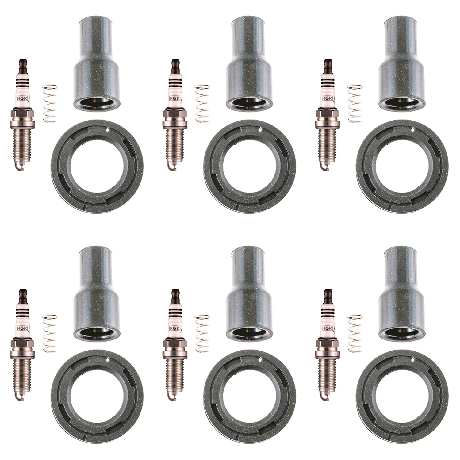 NGK 6 Laser Iridium H. I. Spark Plugs  Denso Coil Boots Kit for GS300 IS250 V6