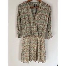 KUT from the Kloth Faux Wrap Dress Geometric Print Orange Green Blue Small NWT