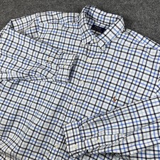 Polo Ralph Lauren Shirt Mens 2XB Blue White Oxford OCBD Flesh Pony Window Plaid