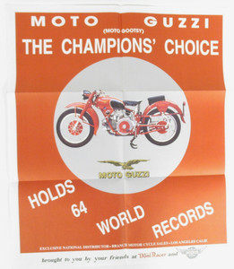 1952 Moto Guzzi Falcone 500 Vintage Motorcycle Fold-Out Poster 25.5" x 33"
