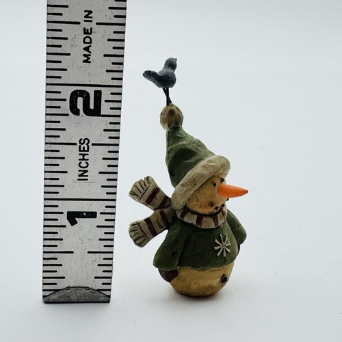 Blossom Bucket Christmas Snowman With Sitting Bird Figurine Signed By Suzi RARE - Picture 2 of 11
