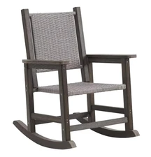 Oversized Outdoor Patio Wicker Rattan Rocking Chair 350 lbs Capacity Brown