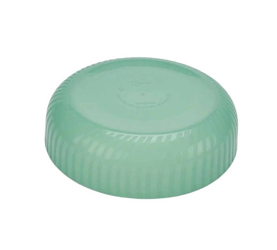 Set of 4 | MAINSTAYS Plastic 42oz Dinner Bowls, Round Swirl Translucent • Green - Image 4 of 4