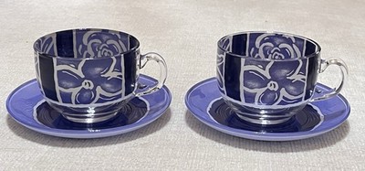 Set of 2 Luminarc France Marine Pattern Cup and Saucer