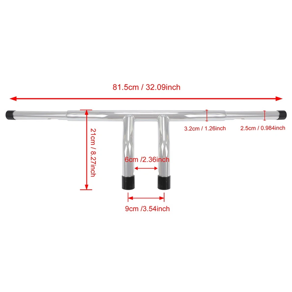Chrome 8 Inches T-Bar Handlebars For Harley Sportster Softail FLST FXST - Imagem 2 de 4
