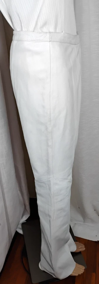 Pantalones Venus Williams Wilsons Cuero Suave Mujer Talla 10 Blanco Moto Pierna Recta Foto 4 de 4
