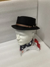 BILTMORE DIJON STYLE BLACK MILAN HEMP BRAIDED STRAW PORK PIE HAT MADE IN USA
