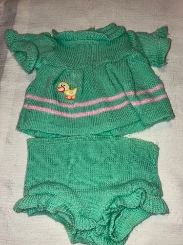 Vintage Cabbage Patch Kids/Doll Clothes Green Duck Dress (677)