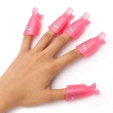 HiMo 10PC Soak Off Cap Clip, Pink Plastic, UV Gel Polish Remover Nail Art Tool