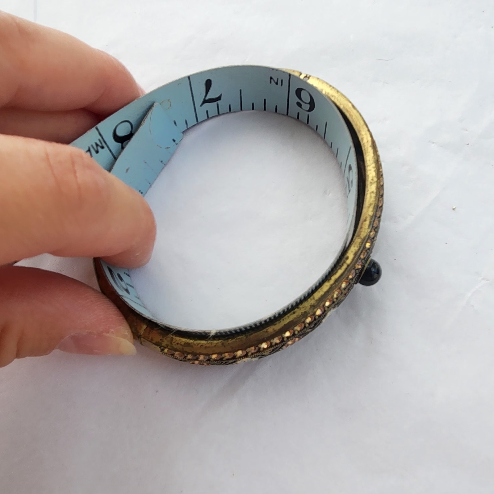 Heidi Daus Bangle Bracelet Hinge Gold Bronze Whit… - image 9