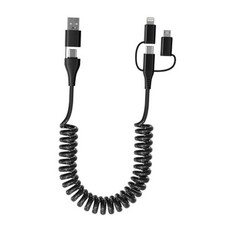 Coiled Multi Charging Cable - USB C Lightning Micro USB Cable 5 in 1 for Apple