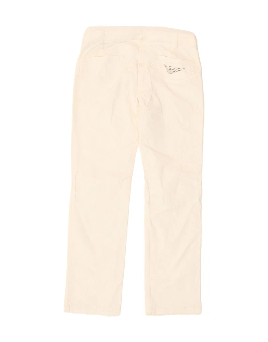 Pantalones informales rectos ARMANI para niñas 8-9 años W26 L24 algodón blanco NS06