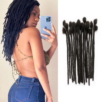 IXIMII 10'' Dreadlock Extensions Human Hair 20 Strands 0.6cm Width Full Handmade