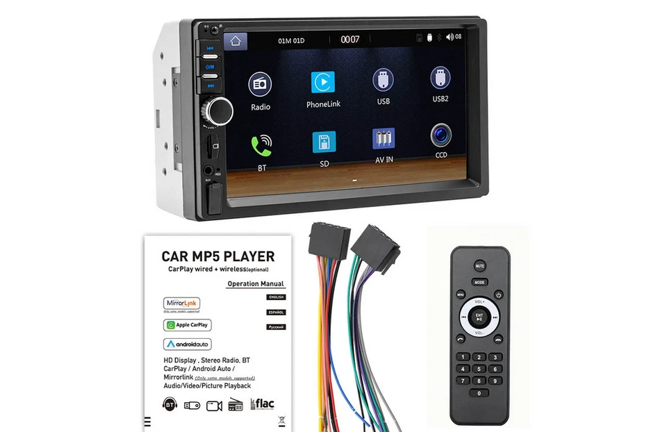 Lettore auto Universale 1D Android AUTO/CarPlay schermo Touch  7" Hd - Immagine 2 di 4