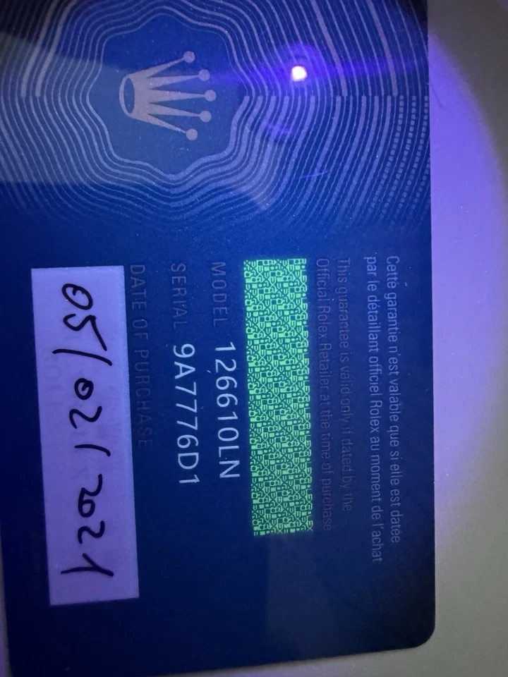 Rolex – Certificato di Garanzia (Card) 126610 Submariner 41mm - Immagine 3 di 4