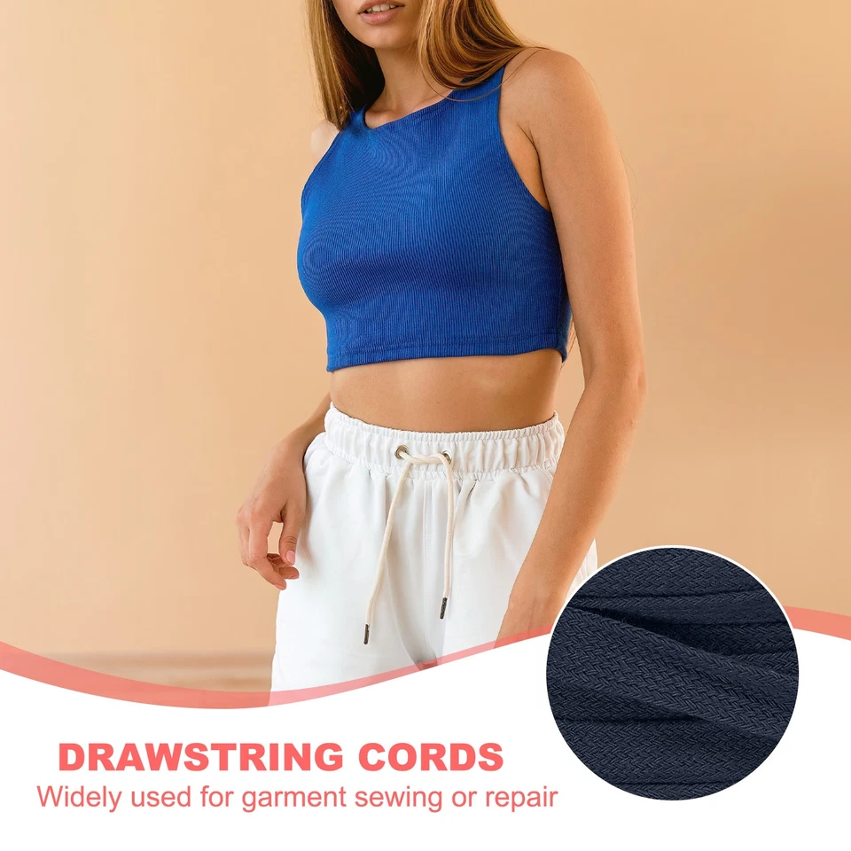 Плоский шнур на шнурке 10 мм x 27 ярдов, сменный плоский шнур с линейкой темно-синий - Изображение 4 из 4