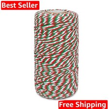 Cotton Twine Green Red and White Baker String 2mm Thick 328 Feet Christmas Tw...