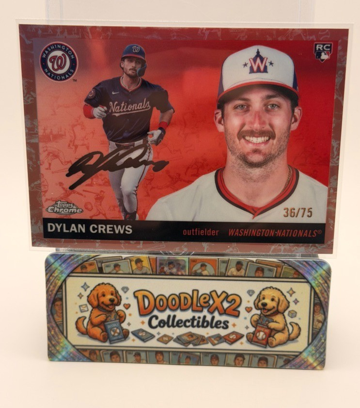 Dylan Crews 2025 Topps Chrome Platinum chrome Toile /75 Rookie SP  RC #244