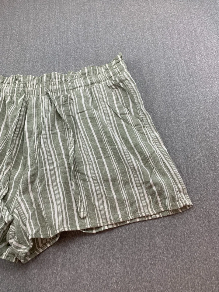 Arizona Jean Co Bolsa de Papel Pantalones Cortos Mujer XXL Verde Blanco Rayas Mezcla de Lino Foto 4 de 4