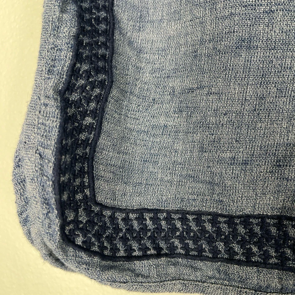 Ann Taylor Shorts Womens Petite Medium Blue Linen Blend Embroidery Drawstring - Image 3 of 4