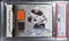 2021-22 Upper Deck Artifacts Leon Draisaitl Dual Patch Auto Gold #/25 PSA 9!!