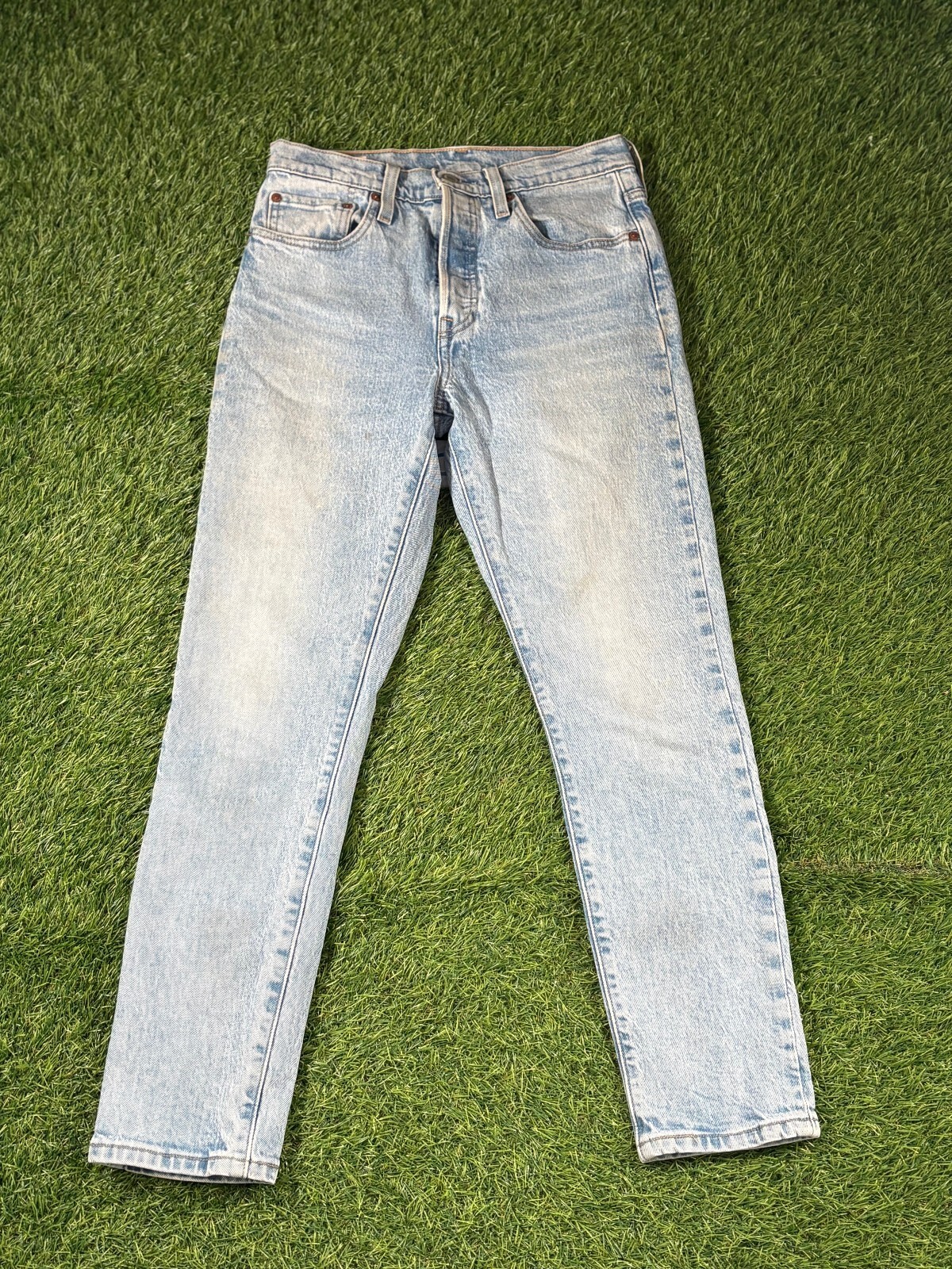 Y2k Big E Levi's 501 Straight Jeans Light Wash Denim Men's Size 30