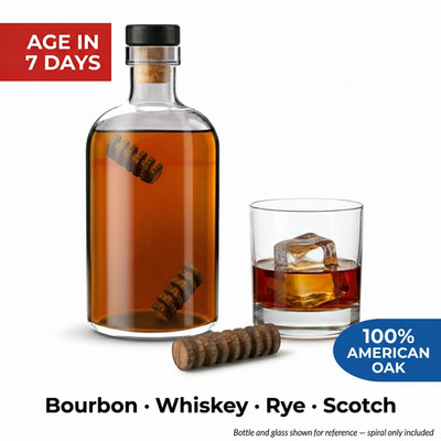 American Barrel Aged in a Bottle Oak Infusion Spiral. Barrel Age Your Whiskey
