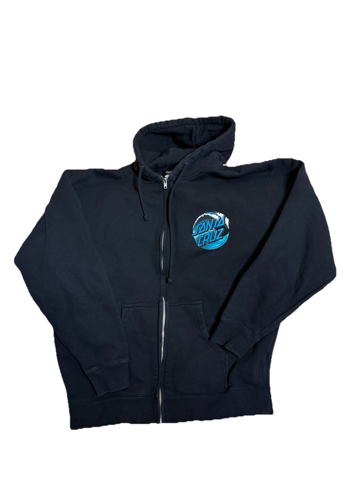 Santa Cruz Hoodie Mens L Black  Dot Zip Sweatshirt Skateboar