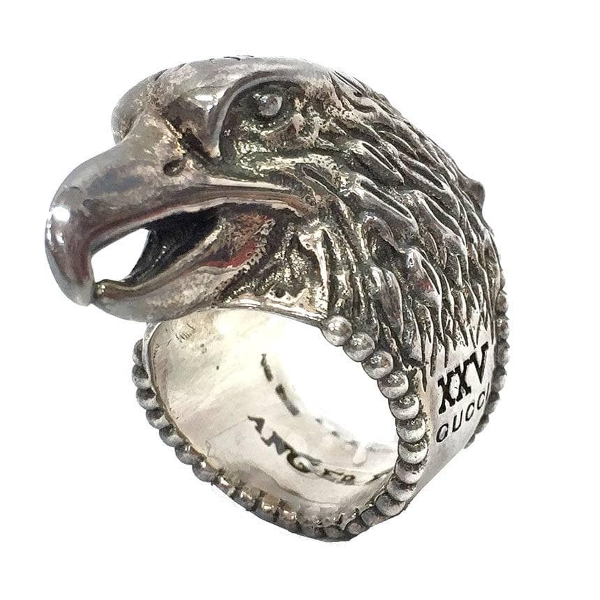 GUCCI Anger Forest Eagle Head Ring Silver AG US s… - image 1